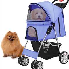 Shop Flexzion Deep Blue Pet Stroller for Dogs and Cats | Easy Folding Jogger Carrier
