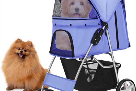 Shop Flexzion Deep Blue Pet Stroller for Dogs and Cats | Easy Folding Jogger Carrier