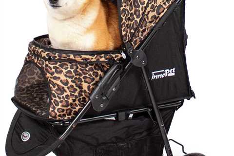 InnoPet Buggy Allure Cheetah - Stylish Dog Stroller with One-Hand Folding & Non-Puncture Wheels